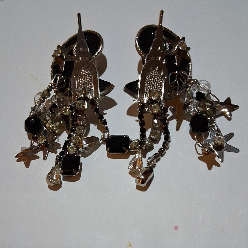 Elegant Black and Silver Dangle Earrings
